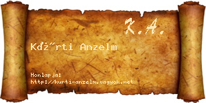 Kürti Anzelm névjegykártya
